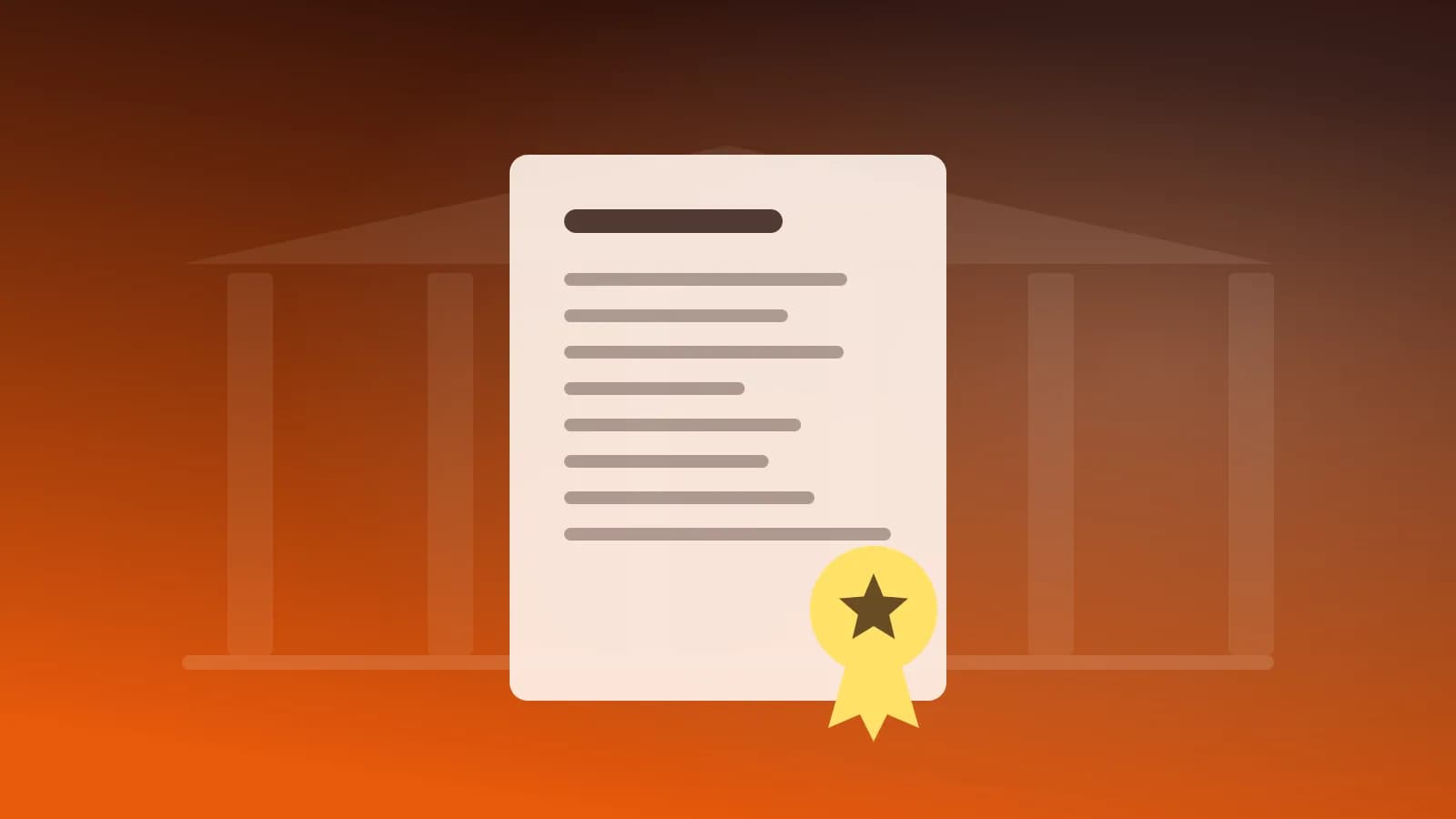Abstract illustration of a draft bill with an official seal before columns