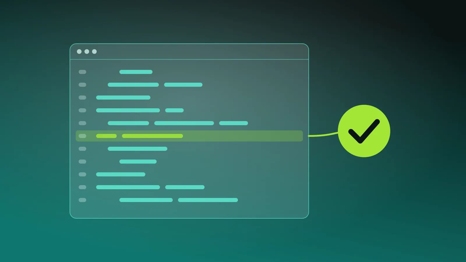 Ilustración abstracta de un editor de código en el que se corrige una línea marcada