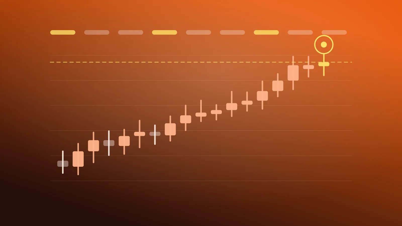 Abstract illustration of rising stock-market candlesticks