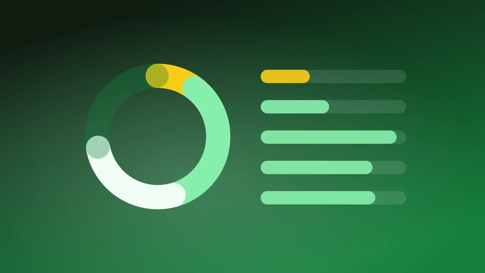 Abstract illustration of survey results as a donut chart and bars