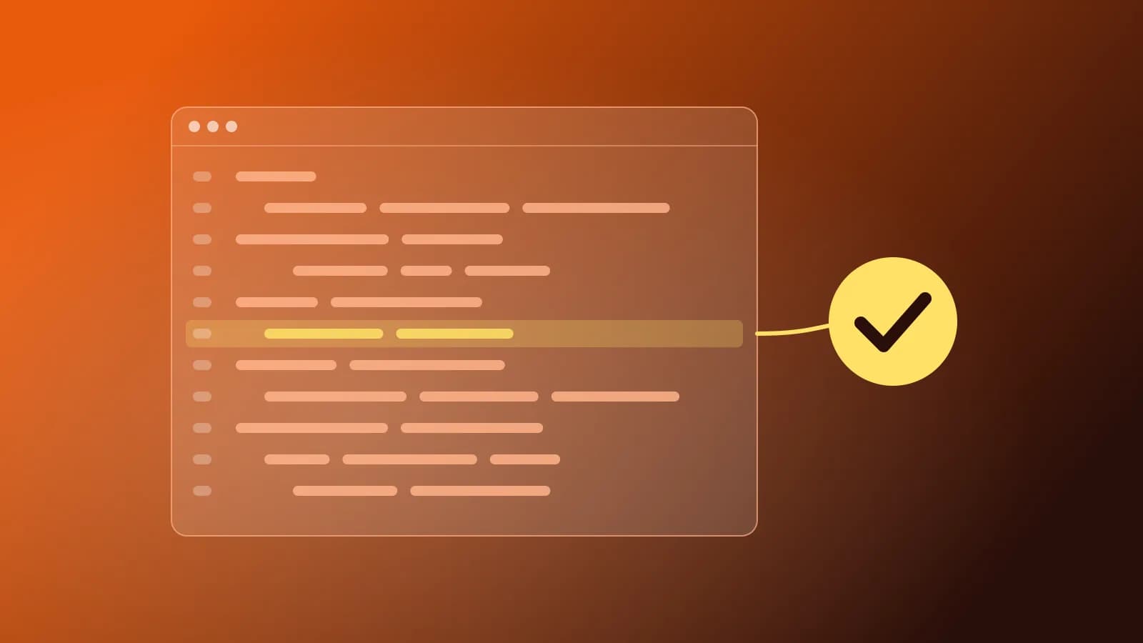 Abstract illustration of a code editor where a flagged line is fixed