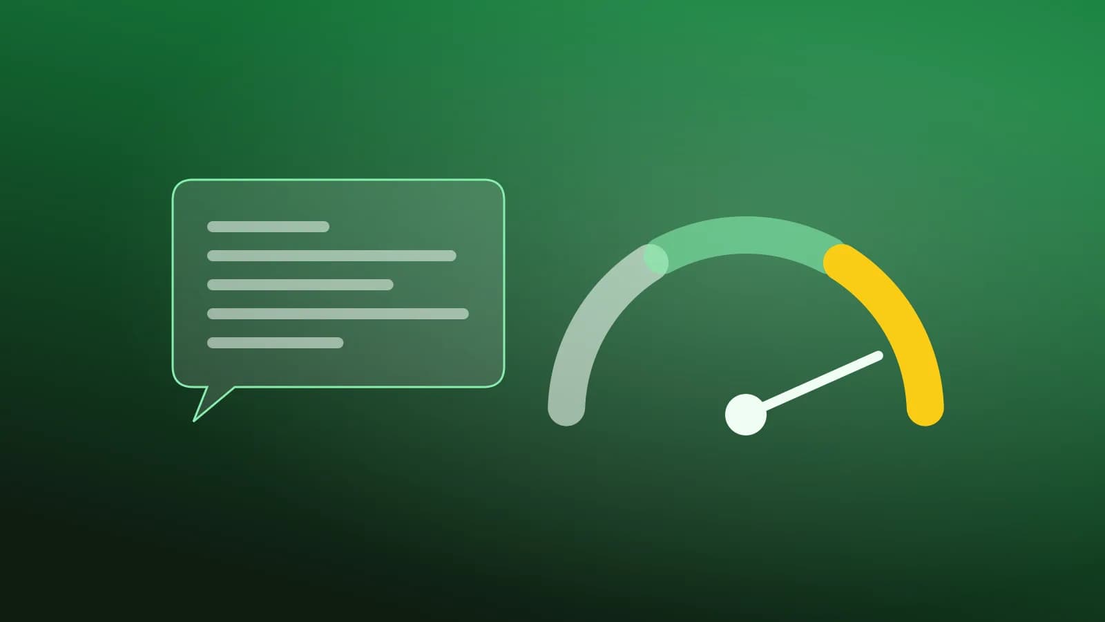 Abstract illustration of a chat bubble next to a risk gauge pointing to high