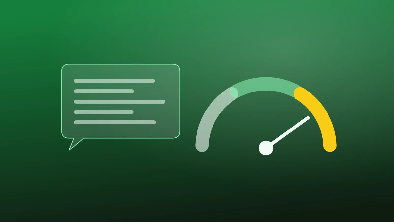 Abstract illustration of a chat bubble next to a risk gauge pointing to high