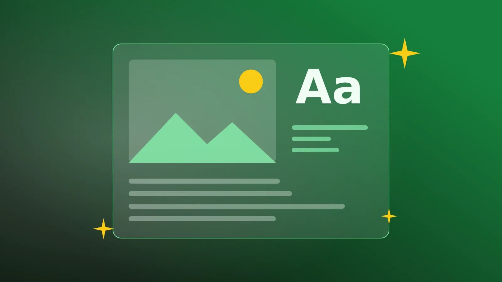 Illustration abstraite d'une mise en page avec un cadre d'image et des blocs de texte