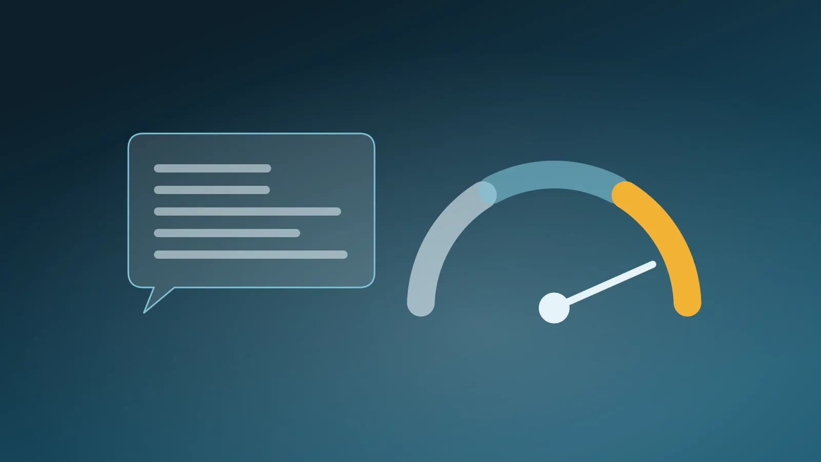Abstract illustration of a chat bubble next to a risk gauge pointing to high