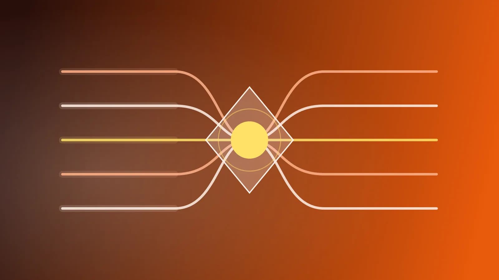 Abstract illustration of light beams routed through an optical switch