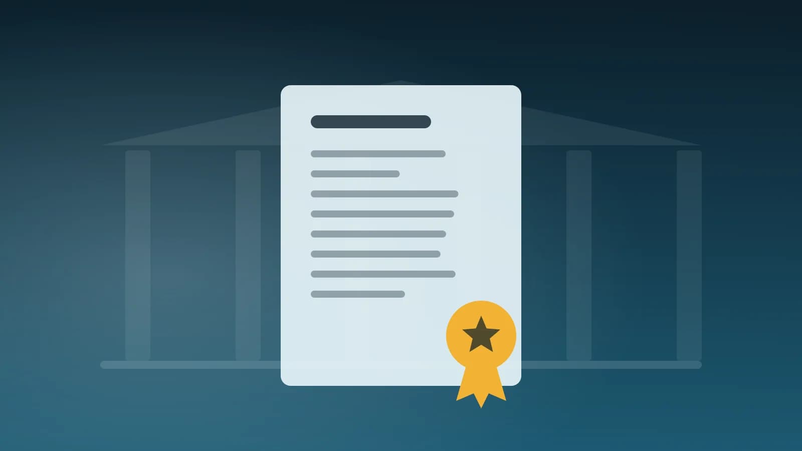 Abstract illustration of a draft bill with an official seal before columns