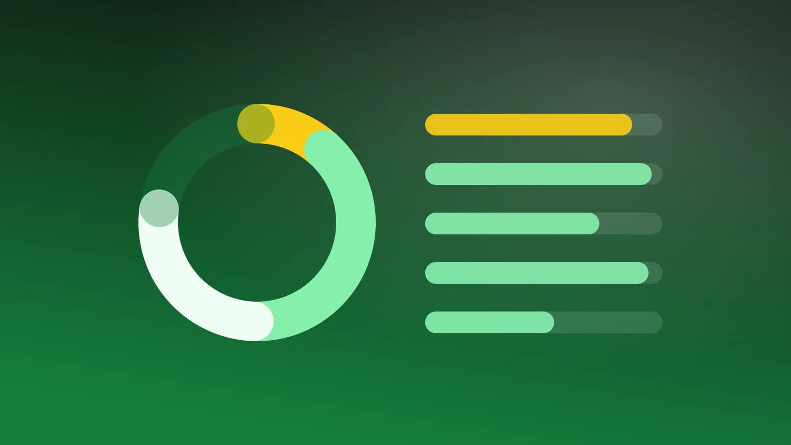 Abstract illustration of survey results as a donut chart and bars